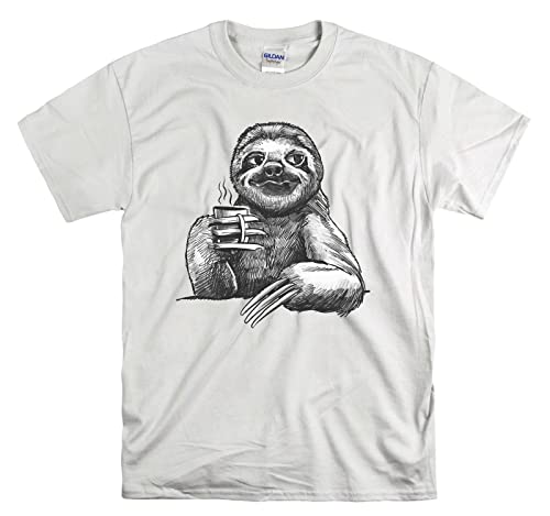 T-shirt paresseux café blanc unisexe M pour un look confortable facile à assortir