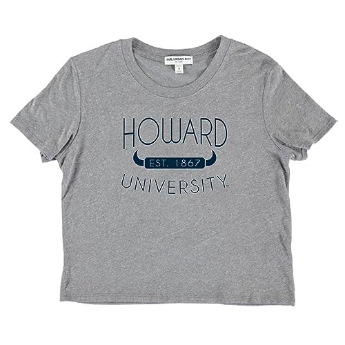 Suburban Riot Howard University Official Simple Dylan Women's Short Sleeve Crop Top, Athletic Heather (Medium)