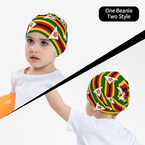 Flag of Zimbabwe Children Hip Hop Knitted Hat Kids Elastic Leisure Knit Cap Warm Sleep Beanies Black4