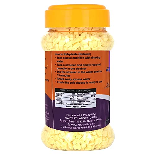 Image of Nutra Vita Grated Pizza Cheese (Freeze Dried, Natural, Rehydratable, Long Shelf Life, Travel friendly) (100 Gram)