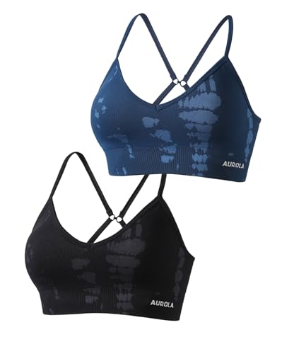 Image of AUROLA Serpent Seamless Sports Bras for Women,Backless Padded Strappy Workout Gym Yoga Crop Tops