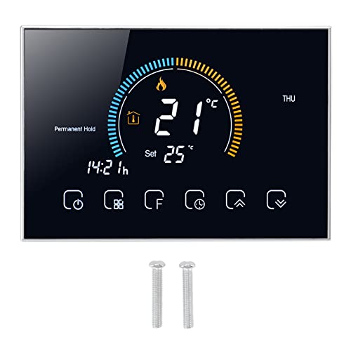 Smart Thermostat, Smart Thermostat Phone App Voice Control Boiler Heating, Thermostat Lcd Touch Screen Programmable Thermostat Ac 95‑240V Black #TOP7