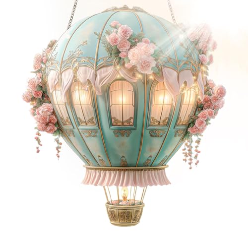 Hot Air Balloon Charm Outdoor Decor - Acrylic Two Dimensional Hanging Ornament, Garden Pathway Decoration, Lightweight Weather R