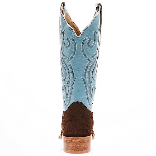 Women's Chocolate Rough Out 13 In Sky Blue Top Cowgirl Boot4