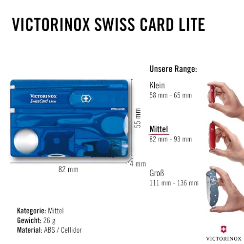Victorinox Swiss Card Lite Multitool, Blau, 13 Funktionen, Taschenlampe – Ansicht 3