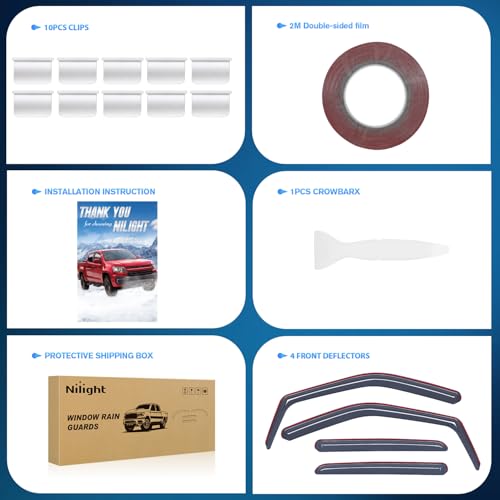 Image of Nilight in Channel Rain Guards for Ford F150 SuperCrew 2015-2020, 4PCS