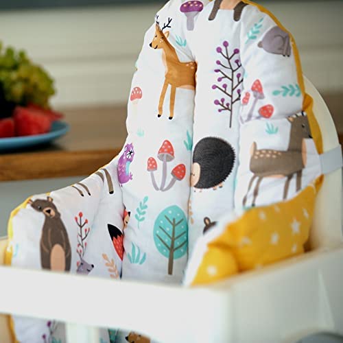Image of Cushion - Washable & Reversible One-Piece Cotton Seat Pad for IKEA High Chair Accessories, Compatible with Antilop (Nature Yellow)