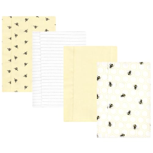 Image of Hudson Baby Unisex Baby Cotton Flannel Burp Cloths, Honey Bee, One Size