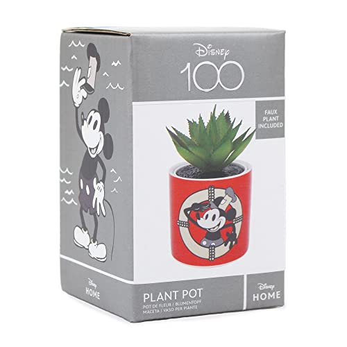 Disney Mickey Mouse Plant Pot with Faux Plant 11.7cm - Plant Pot Indoor Home - Mini Planter with Artificial Succulent Gifts - Mickey Mouse Ornaments
