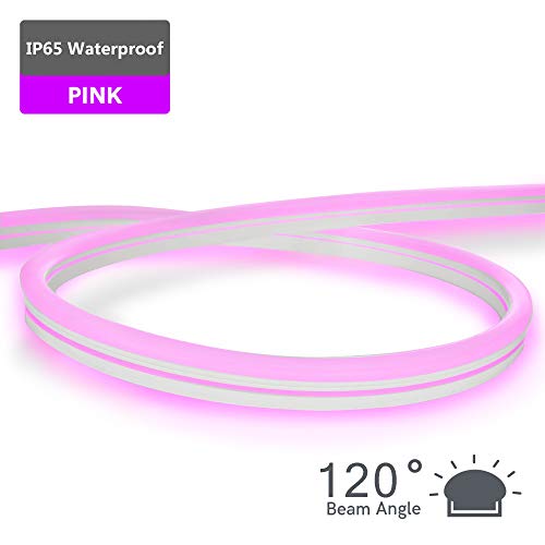 Inextstation Neon Led Strip Light 16.4Ft/5M Neon Light Strip 12V Silicone Led Neon Rope Light Waterproof Flexible Led Neon Lights For Bedroom Indoors Outdoors, Pink (Power Adapter Not Included) #TOP3