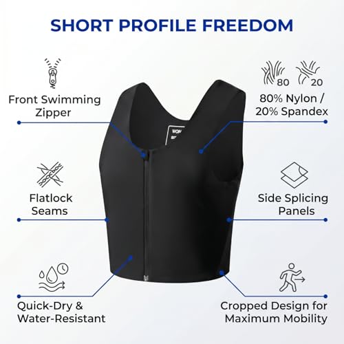 Image of Wonababi Swimming Chest Binder, Swimsuit Top Binder Trans for FTM, Queer | Ultimate Swim Binder, Butter-Soft Comfort, Breathable & Quick-Dry for water activities, beach days