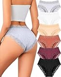 ALL OF SHE Biancheria Intima in Cotone da Donna Slip in Pizzo da Donna Hipster in Cotone Biancheria Intima Brasiliana Morbida Confezione da 6 Pezzi