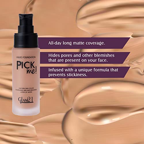 Image of Glam21, Pick Me! Matte Foundation for Non-sticky Instant Spotless Glow with Long Day Matte Coverage | Increase Skin Breathability | F6514, Shade-04