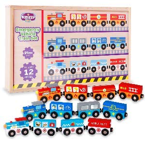 Wooden Trains 12 Set - Trains for Wooden Track - for 3 Year Old Boys and up Exciting Magnetic Toys for Boys & Girls | Compatible with All Train Set Tracks
