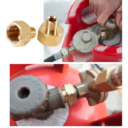 Amazleer 2 Stück Messing Gasadapter, 1/2 IG Rechts auf 1/4 AG Links, für Gaskocher, Campingkocher, Hockerkocher, Gasherd, LPG Zubehör