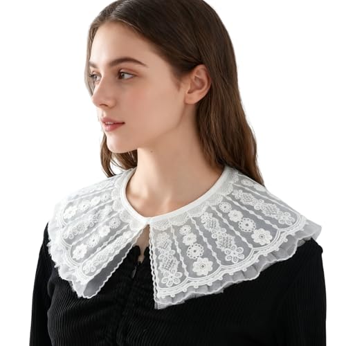 White Peter Pan Collar Detachable Dickey, Lace Collar for Women and Girls (white h)