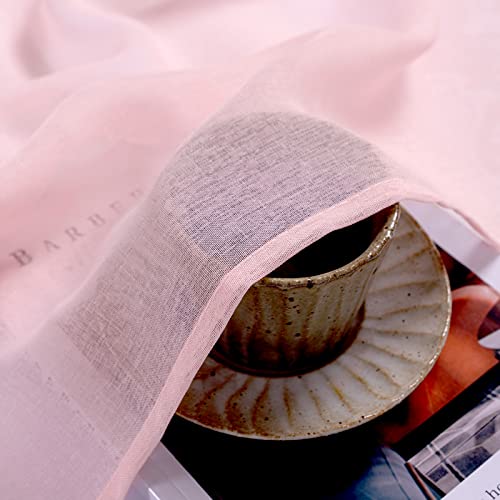 MIULEE 2 Panels Sheer Window Curtains Elegant Window Voile Panels/Drapes/Treatment for Bedroom Living Room 46''W x 72''L Grommet Top Pink - Image 3