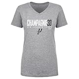 500 LEVEL Julian Champagnie San Antonio Spurs Women's V-Neck T-Shirt - Julian Champagnie San Antonio Spurs Elite WHT (Heather Gray, X-Large)