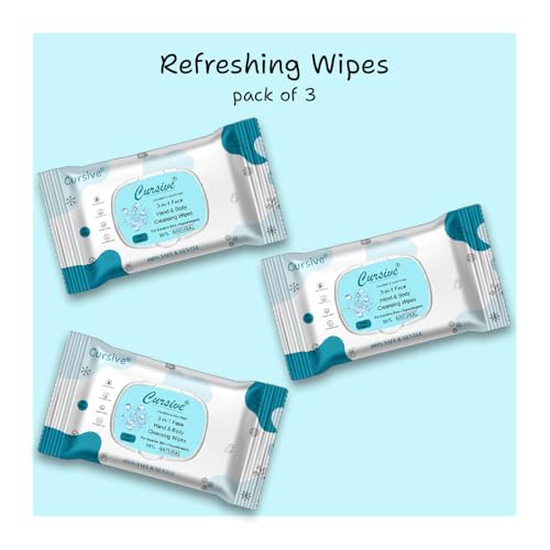 Image of Cursive Face, Hand & Body 99% Natural & Safe - Alcohol-Free, Hypoallergenic And Dermatologically Tested For Sensitive Skin, Travel Friendly Skin Soft And Moisturized Cleanses Dirt, Sweat, Impurities Without Irritation (Pack of 2)