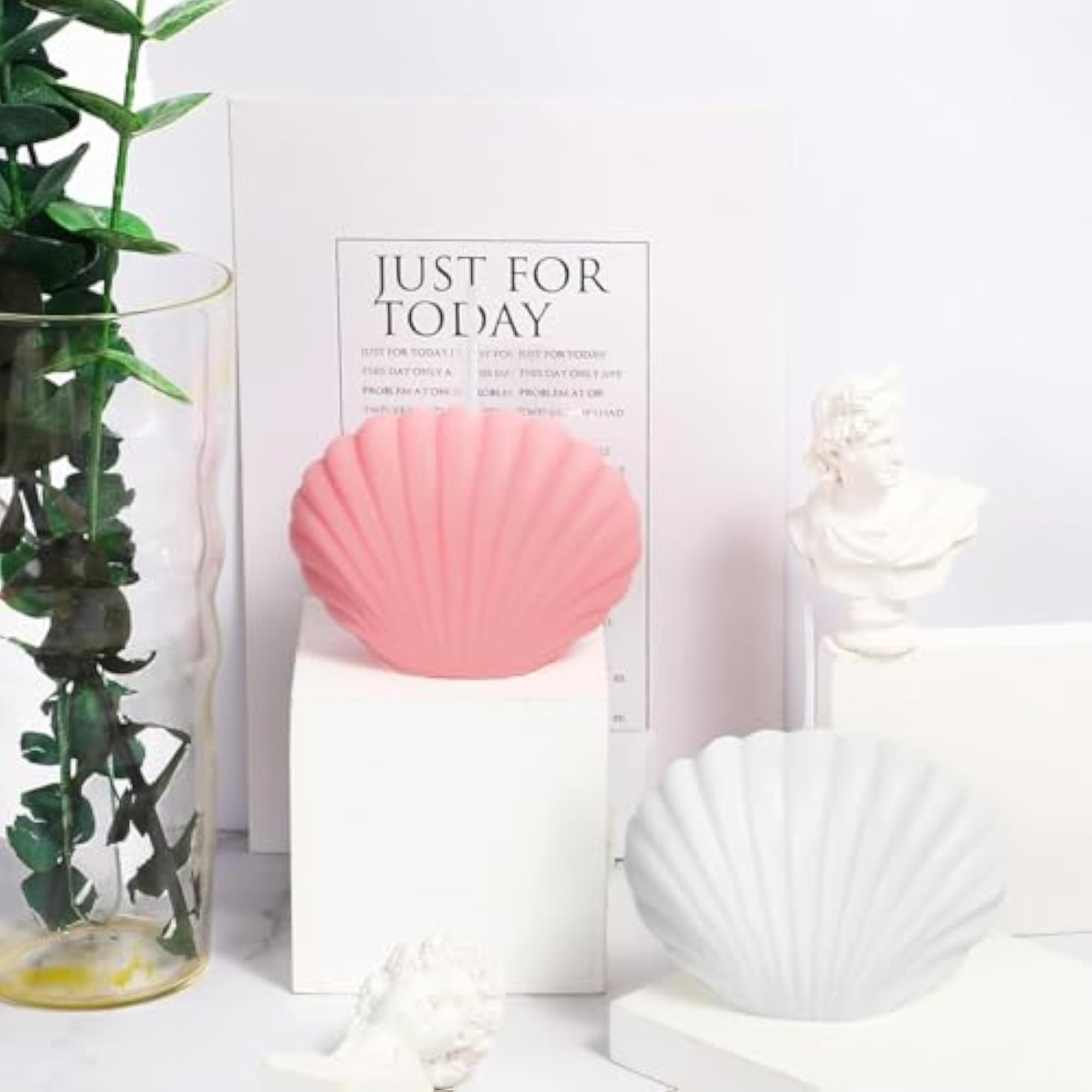 Soy Wax Seashell Scented Candles, Pink & White, Gift