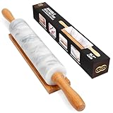 Kafoor 16.7 Inches Marble Rolling Pin for Baking with Wooden Handles & Wooden Cradle - Rolling Pin for making Pizza Dough & Tortillas, Dough Roller for Pasta, Cookie, Pie Crust and More!