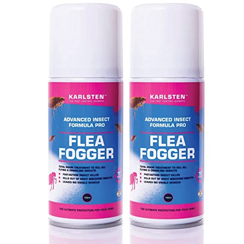 Karlsten Flea Killer Spray Fogger Max Strength x 2 150 ml Fast Elimination Of Indoor Flea Infestations Large Coverage