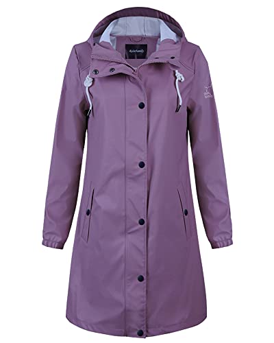 Friesennerz Regenjas voor dames, softshelljas, parka, PU, windbreaker, met capuchon, waterdicht, lila, 38