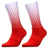 KXUIJCC Radsport Rutsch feste Polka Dot Athletic Socken Sport Silikon Outdoor Rennrad Socken, rot, Einheits größe