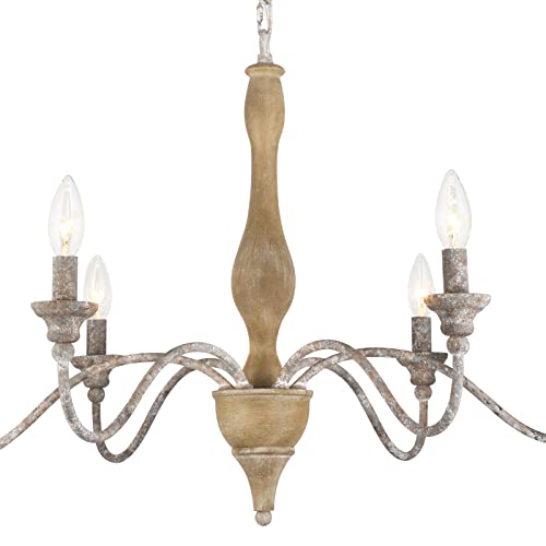 Gomunin Farmhouse 6-Light French Country Chandelier Retro Candle Chandelier Rustic Chandelier Light Fixture For Living Room Dining Room Bedroom, 30In Wide #TOP7