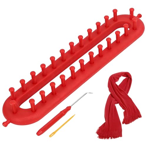 BaZuyunMd 1 Stücke Knitting Loom Strickbrett Strickrahmen Mit Strick- Und Häkelnadeln Zum Stricken Von Mützen Schals Und Ähnlichen Artikeln Geeignet Für Anfänger (Rot)