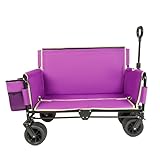 Heavy-Duty Convertible Cart with Seat - 500 lbs Load, 360° Wheels, 180L Space, Foldable Design for Outdoor Adventures (Purple)