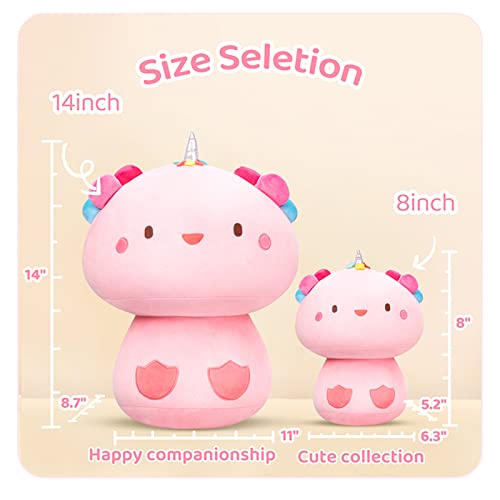Mewaii 14 Inch Mushroom Plush, Cute Axolotl Plush Pillow Soft Plushies Squishy Pillow, Cat Stuffed Animals Kawaii Plush Toys Home Decoration Gift For Girls Boys #TOP3