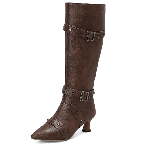 Bottes talon de chaton bout pointu Gicoiz style équestre pour femme