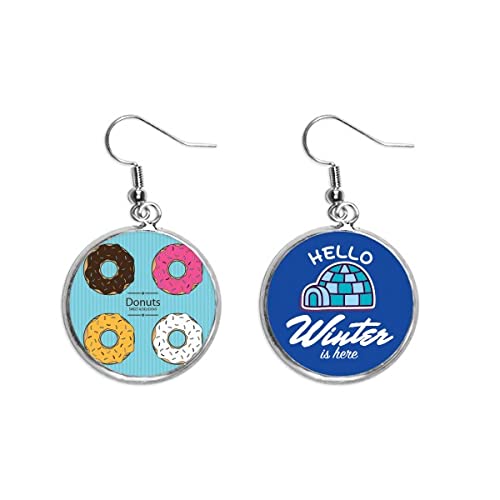 Pendientes de gota con forma de dona de cuatro colores para invierno