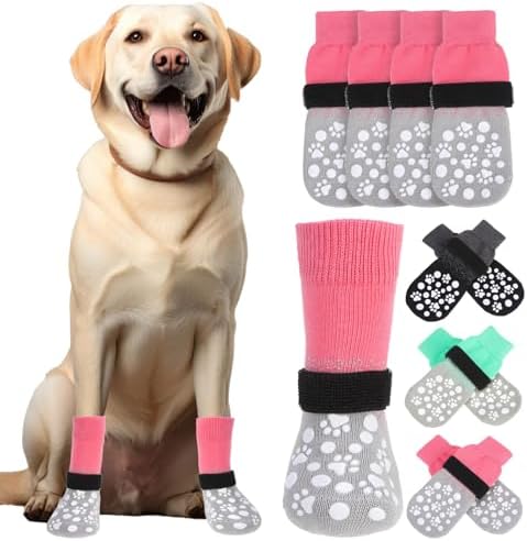 BINGPET Dog Socks to Prevent Licking Paws with Grippers for Hardw...