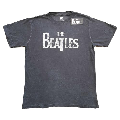 The Beatles T Shirt Drop T Band Logo Official Unisex Charcoal Grey Size XXL - Les Beatles, Paul McCartney, John Lennon, RIngo Starr, George Harrison The Beatles T Shirt Drop T Band Logo Official Unisex Charcoal Grey Size XXL