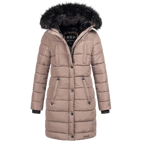 Navahoo Winterjacke Damen - Wasserabweisend, Warm, Kapuze, Winddicht - Wintermantel Lang, Mantel Frauen, Teddyfell gefüttert - Stehkragen, 7 Taschen, verlängerter Zipper -...