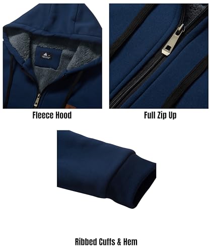 Little Beauty Fleece Hoodies for Men Winter Thick Jackets Sherpa Lined Zip Up Sweatshirt With Kanga Pocket4