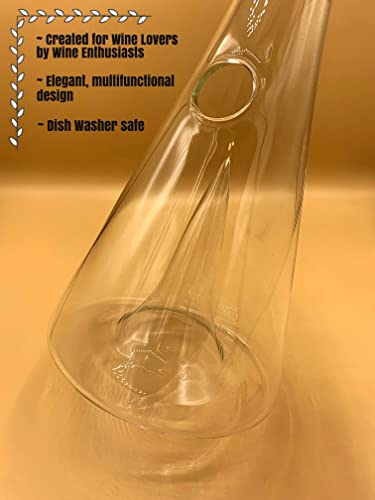 Carafe Wine Decanter Pourer - Hand Blown Crystal Glass Wine Dispenser - Red Wine Accessories Decanter Built In Aerator #TOP1