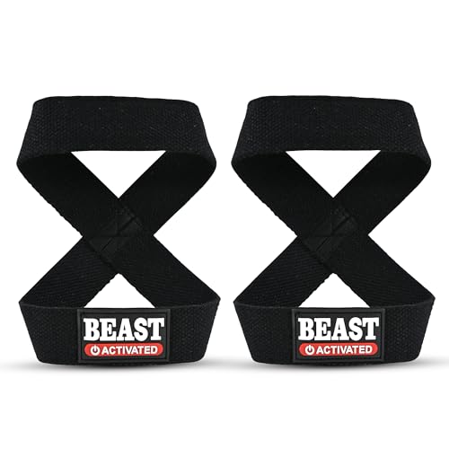 EasyHealth Slip Resistant Deadlift Straps For Gym Figure 8 Lifting Straps Gym Weightlifting Straps Wrist Support For Gym Men With Soft Paddings, Better Grip