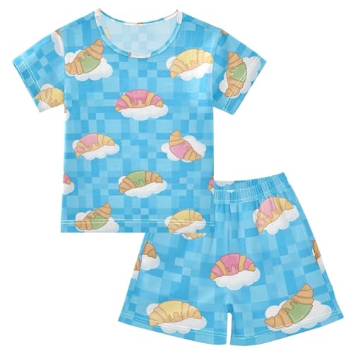 Pajama Short Sets Croissant on Cloud Soft Cotton Summer Sleepwear 2 Piece PJS Size 5-14T