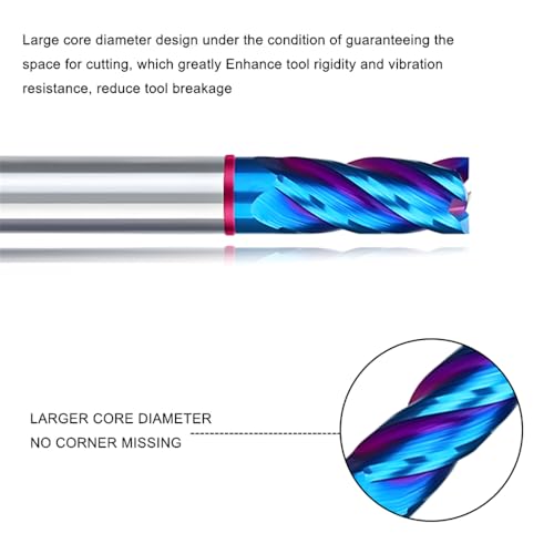 Image of Carbide Square EndMill HRC70 Double Edge 4 Flute TIAiN Coating Tungsten Steel Color-Ring Milling Cutter for Metal Steel TGP Series 11pcs Set