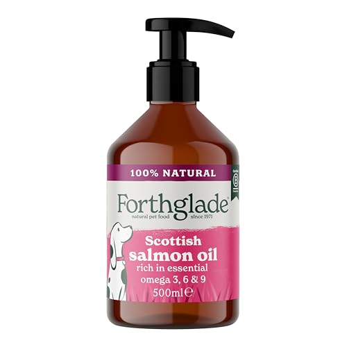 Forthglade Scottish Salmon Oil for Dogs (1 x 500ml), UK Sourced Omega 3 Fish Oil Dog Joint Supplement for Pets Aged 4+ Months, 100% Natural Premium Quality Dog Vitamins for Everyday Wellbeing