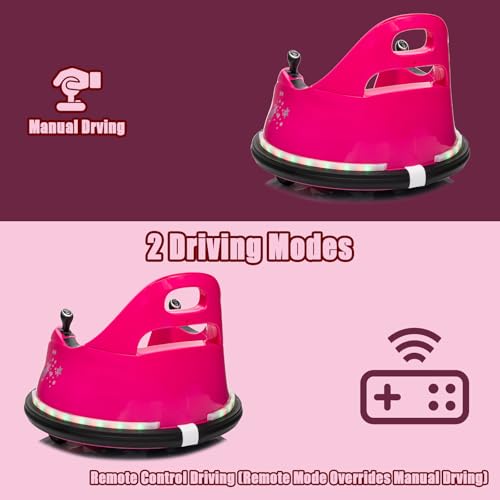Image of 12V Kids Ride on Bumper Car for Kids, Baby Electric Ride On Bumper Toy Car with Remote Control, Music, 360 Spin Gift Toys for Toddlers Boys and Girls, Rose Pink