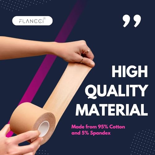 FLANCCI Boobytape for Breast Lift Includes Nipple Covers Boob Tape Breast Lift Tape Body Tape for Push up & Shape Works Great with Sticky Bra Backless Bra or Strapless Bra (2 inches - Beige)2