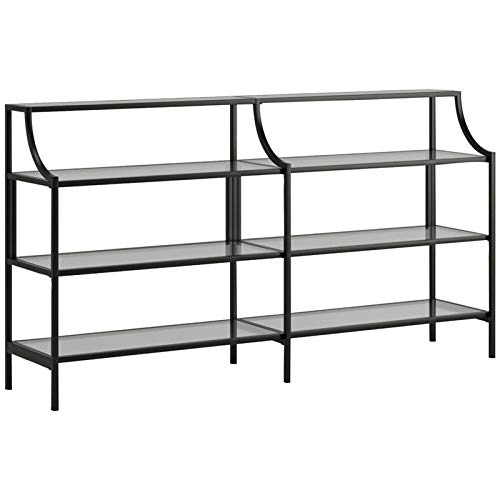SauderHarvey Park 3 Shelf 59" Metal Framed Glass Console Table in Black