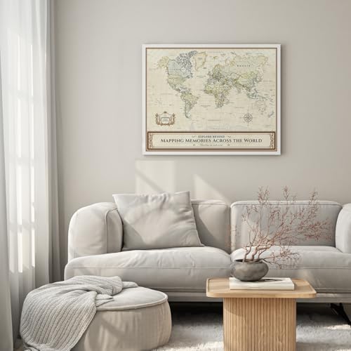 Image of DECORARTS - Colorful World Map Art Canvas Wall Art, Classic World Maps for Wall Decor, Hand-Stretched Giclee Print, Living Room Dining Office Home Decor, Ready to Hang, Handcrafted in USA, 30x24''