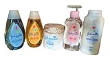  Johnson\'s Baby Bundle 200 ml Johnson\'s Baby Bath Champú para bebé, 200 ml, 200 ml de aceite para bebé, 200 g en polvo para bebé y 200 brotes de algodón para bebés