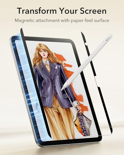 ESR Paper-Feel Magnetic Screen Protector for iPad 11th/10th Generation A16 (11/10.9 Inch, 2025/2022), Write and Draw Like on Paper, Detachable and Reusable, Compatible with Tempered Film, Anti-Glare