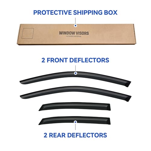 Image of Window Visors Rain Guards for 2002-2008 Audi A4 / S4, Out-Channel Window Vent Wind Deflectors Visors Shades for 2007 2008 Audi RS4